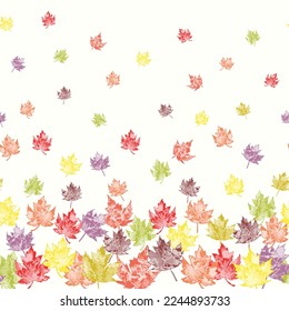 Autumn Leaves texture collection, vectors, including all over seamless patterns with a vector watercolor texture. Lively patterns will coordinate with each other.