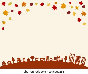 Autumn leaves and Townscape background