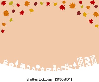 Autumn leaves and Townscape background