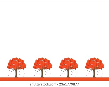 Autumn leaves tree background illustration