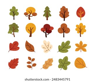 Autumn Leaves and Tree Sticker Set