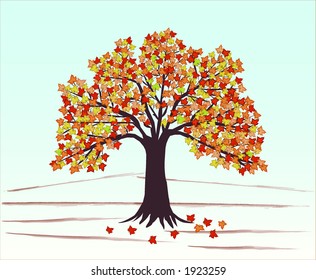  Autumn Leaves and tree- vector illustration