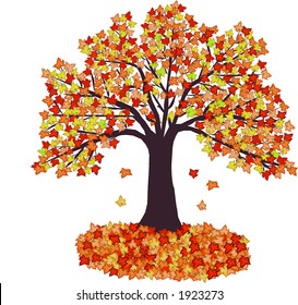 Autumn Leaves and tree - vector illustration