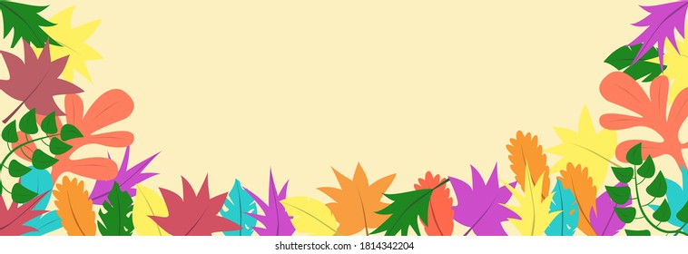 Autumn leaves of trees in different colors. Autumn background and space for text.