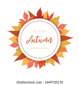Autumn Leaves Vector Around Circle Banner