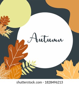 Autumn leaves vector background. Autumnal seasonal concept, copy space for text
