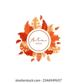 Plantilla de marco vectorial de hojas de otoño