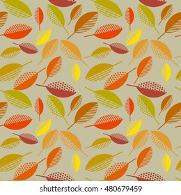 autumn leaves vector illustration abstract. seamless pattern with colorful full leaf on white background