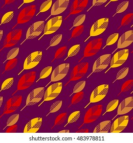autumn leaves vector illustration abstract. seamless pattern with colorfull full leaf on darck black background