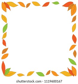 Autumn leaves. Vector illustration of a frame of leaves. Hand drawn set of leaves.