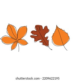 Autumn leaves Vector miniamlist  illustration