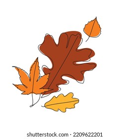 Autumn leaves Vector miniamlist  illustration