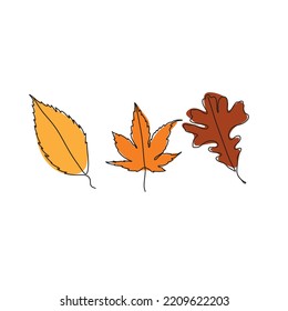 Autumn leaves Vector miniamlist  illustration