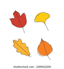 Autumn leaves Vector miniamlist  illustration