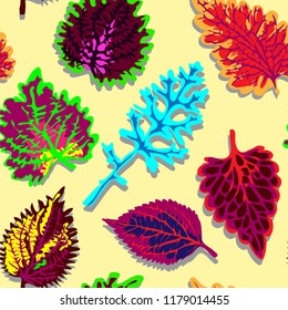 Autumn leaves - vector seamless handdrawn pattern for your designs