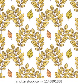 Autumn leaves, vector seamless pattern.