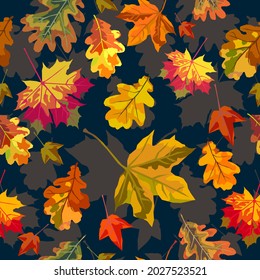 Autumn leaves vector seamless pattern
