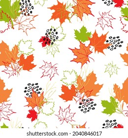 autumn leaves vector seamless pattern. background for fabrics, prints, packaging and postcards