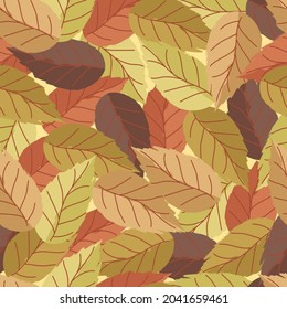 autumn leaves. vector seamless pattern. colored leaves. orange color