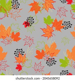 autumn leaves vector seamless pattern. background for fabrics, prints, packaging and postcards