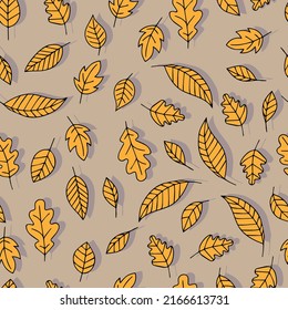 autumn leaves vector seamless pattern. background for fabrics, prints, packaging and postcards