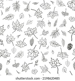 Autumn leaves vector seamless pattern.