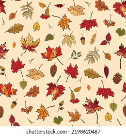 Autumn leaves vector seamless