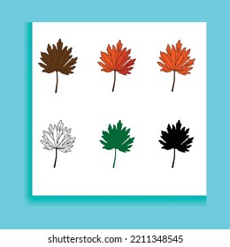 Autumn leaves vector set for fall seasonal elements with maple and oak leaf