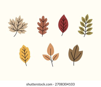 Conjunto de Vector de hojas de otoño: Colección Clipart de follaje de otoño dibujado a mano