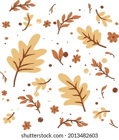 Autumn Leaves vector.Natural seamless pattern with autumn fallen leaves. hand drawing falling leaves