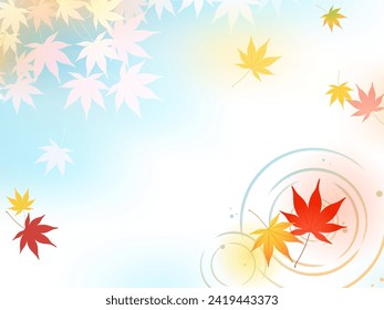 Autumn leaves and water ripples frame background
