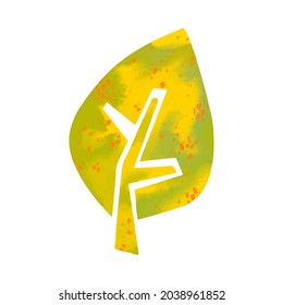 Autumn leaves Watercolor Hand drawn doodle shapes. 
