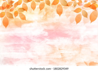 Autumn leaves watercolor Japanese pattern background