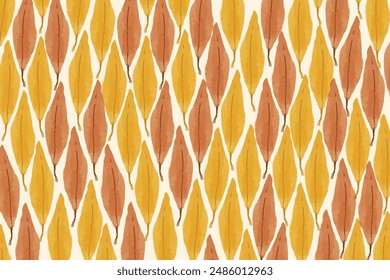 Autumn leaves watercolor pattern. Draw vector illustration autumn leaves fall autumn season concept Watercolor style. Watercolor vector with fall leaves isolated on a white background.