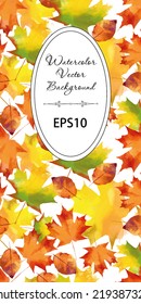 Autumn leaves watercolor vector background. Flyer design