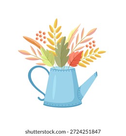 Hojas de otoño en regadera. Ilustración vectorial para estampado, fondos, fundas y embalaje. La Imagen se puede utilizar para tarjetas de felicitación, carteles, pegatinas y textiles. Aislado sobre fondo blanco.
