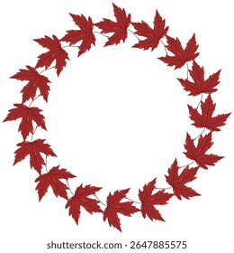 Autumn Leaves Wreath. Fall Leaves Frame. Vector Flat Illustrations. Botanical illustrations