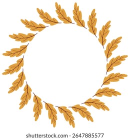 Autumn Leaves Wreath. Fall Leaves Frame. Vector Flat Illustrations. Botanical illustrations