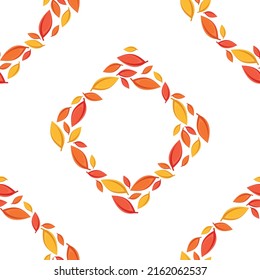 Autumn leaves wreath in flat style, colored leaves isolated set, autumn elements,  banner. Red, orange, brown and yellow falling autumns leaves. Vector illustration EPS 10.