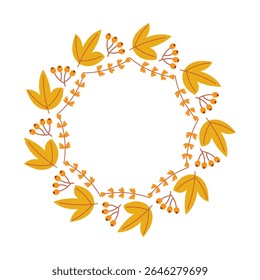 Autumn Leaves Wreath Illustration for Fall Decorations or Seasonal Designs. Cozy and elegant fall theme with warm tones.