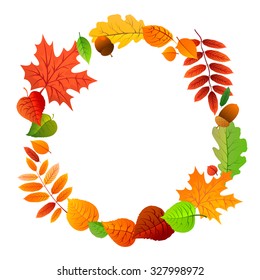 Autumn Leaves Wreath Nature symbol vector collection isolated on white background. Autumn icon set. Fall leaves