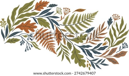 Autumn leaves wreath seamless border floral foliage vector illustration