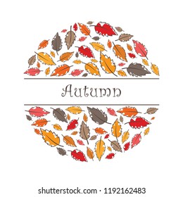 Autumn leaves wreath vector.