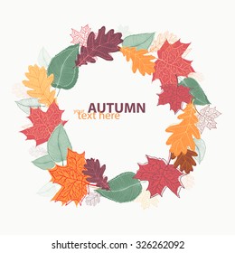 Autumn leaves wreath. Vector illustration in eps8 format .