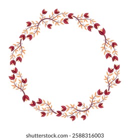 Autumn Leaves Wreath with Warm Red and Orange Tones