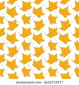 Folhas de outono de amarelo Bege folha ilustração outono temporada isolado vetor de fundo sem costura