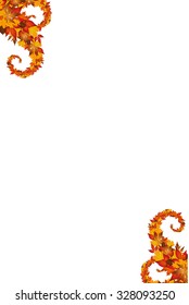 Autumn letterhead background vector with autumn leaves swirls on edges
