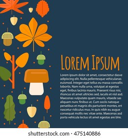 Autumn letterhead template in flat style. Vector business template with fall leaves. Autumn foliage concept.