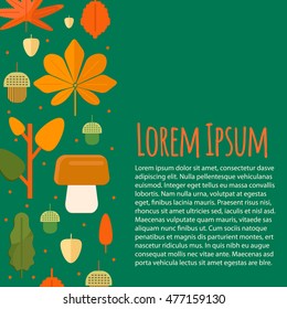 Autumn letterhead template in flat style. Vector business template with fall leaves. Autumn foliage concept.