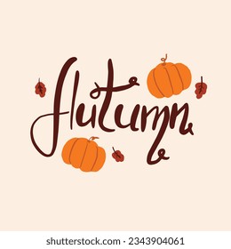 Autumn lettering decorative lettering isoiled on light background
